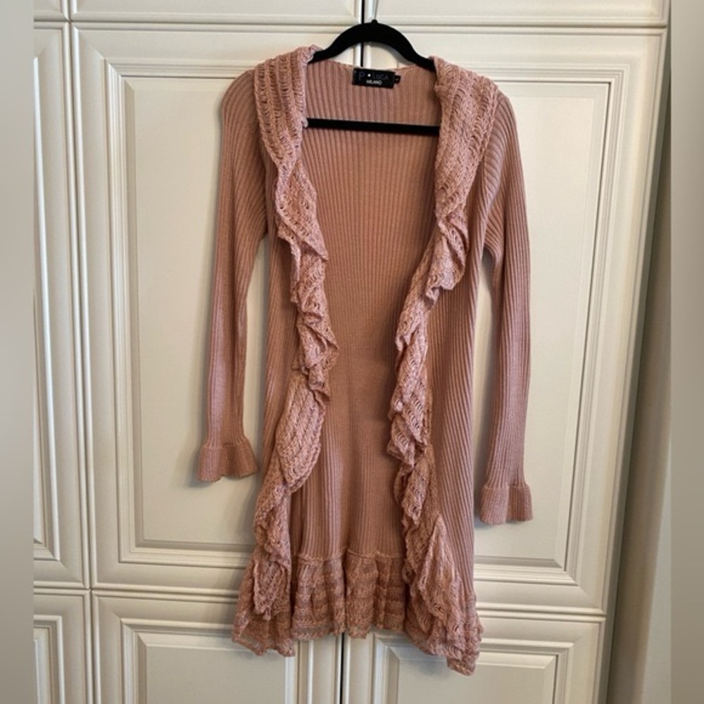 P Luca Milano Open Sweater Pink Size Large